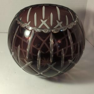 Vintage Gorham Lady Anne Purple Rose Bowl Vase Elegant Crystal